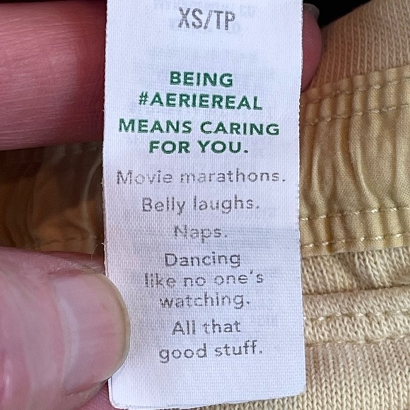 Aerie Womens Sweatpants Size XS Drawstring Pale Yellow Loungewear Boho Joggers - Picture 15 of 16